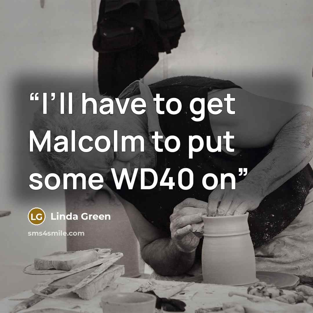 “I’ll have to get Malcolm to put some WD40 on” quote by Linda Green