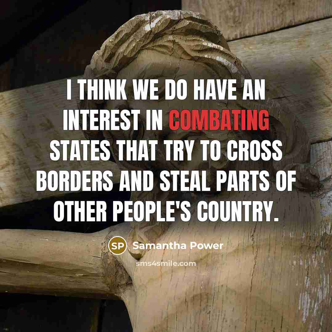 “I think we do have an interest in combating states that try to cross borders and steal parts of other people's country.” quote by Samantha Power