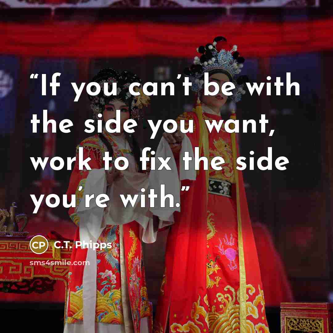 “If you can’t be with the side you want, work to fix the side you’re with.” quote by C.T. Phipps