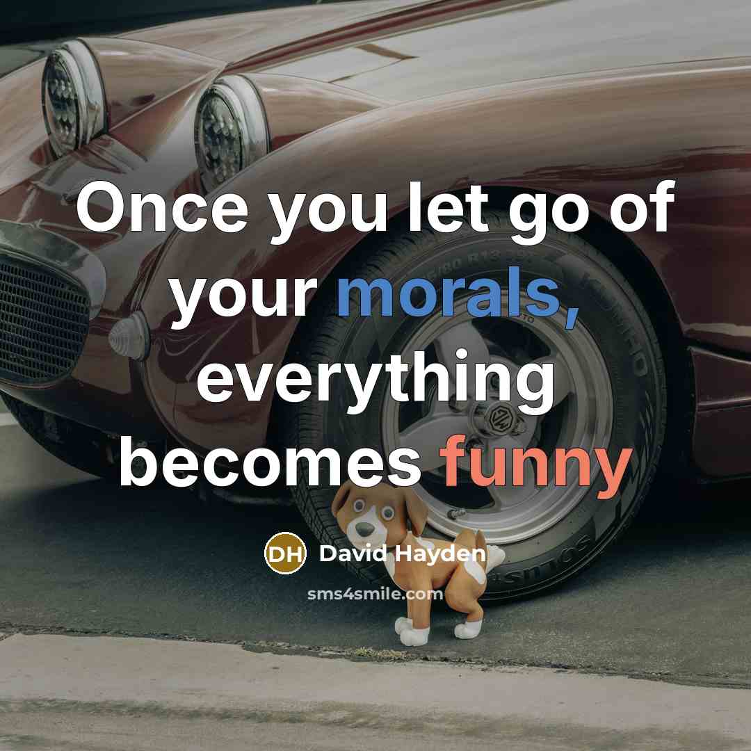 “Once you let go of your morals, everything becomes funny” quote by David Hayden