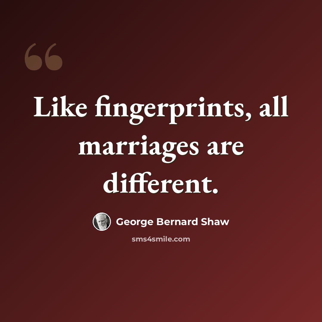 “Like fingerprints, all marriages are different.” quote by George Bernard Shaw