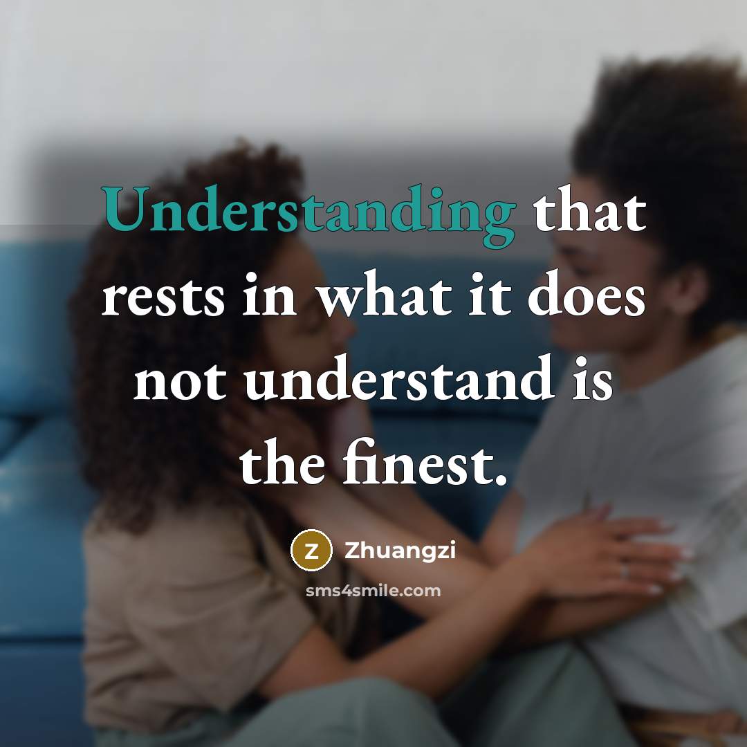 “Understanding that rests in what it does not understand is the finest.” quote by Zhuangzi