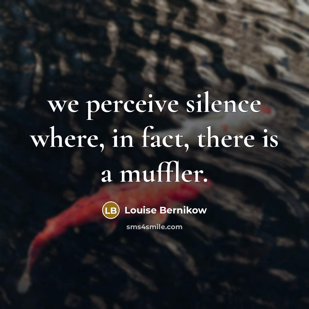 “we perceive silence where, in fact, there is a muffler.” quote by Louise Bernikow