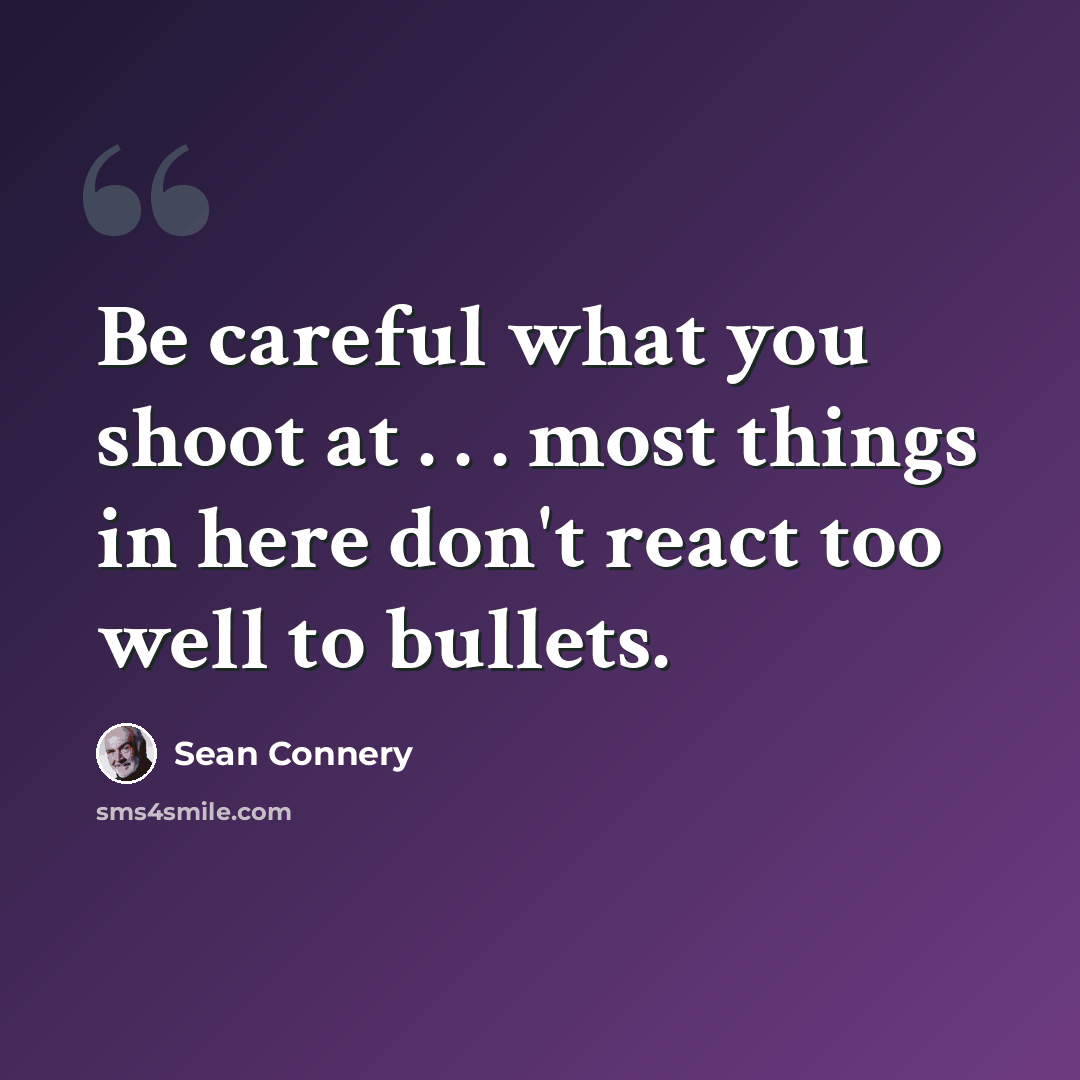 “Be careful what you shoot at . . . most things in here don't react too well to bullets.” quote by Sean Connery