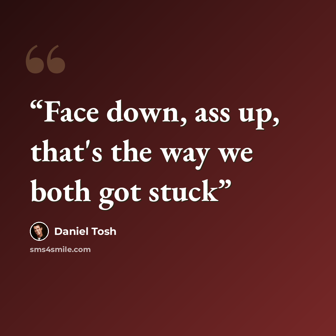 “Face down, ass up, that's the way we both got stuck” quote by Daniel Tosh