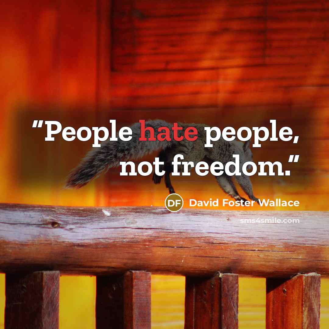 “People hate people, not freedom.” quote by David Foster Wallace