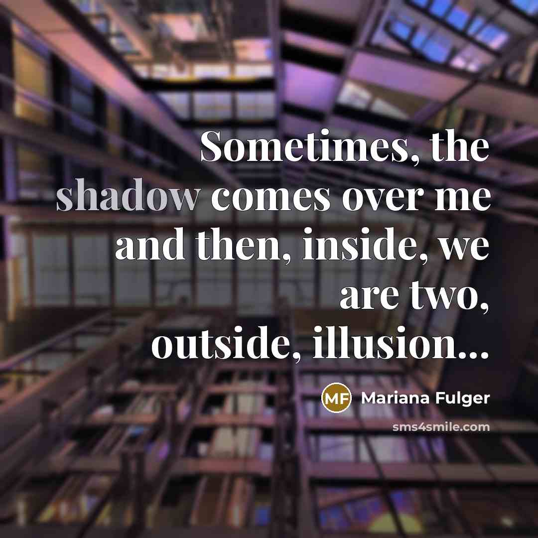 “Sometimes, the shadow comes over me and then, inside, we are two, outside, illusion...” quote by Mariana Fulger