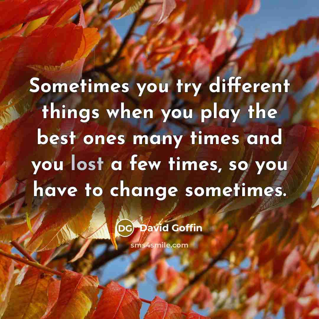 “Sometimes you try different things when you play the best ones many times and you lost a few times, so you have to change sometimes.” quote by David Goffin