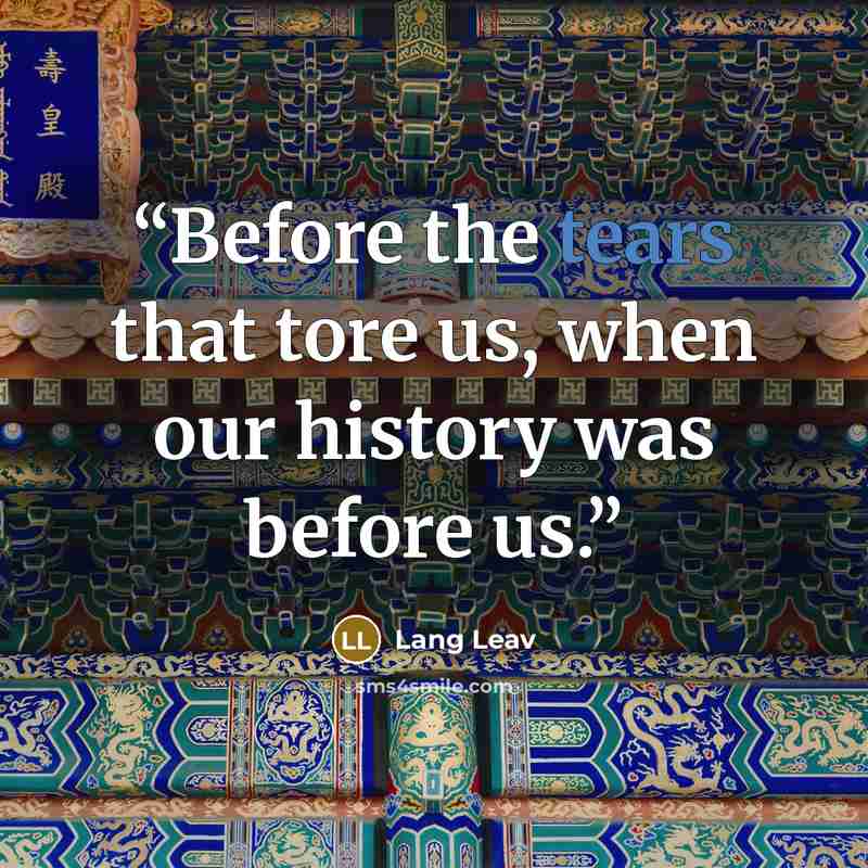“Before the tears that tore us, when our history was before us.” quote by Lang Leav