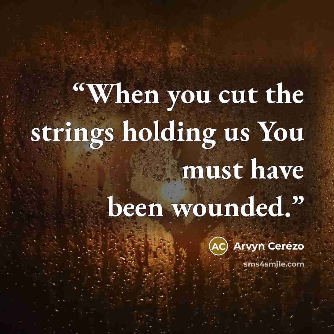 “When you cut the strings holding us You must have been wounded.” quote by Arvyn Cerézo