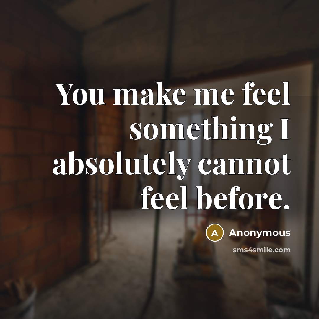 “You make me feel something I absolutely cannot feel before.” quote by Anonymous