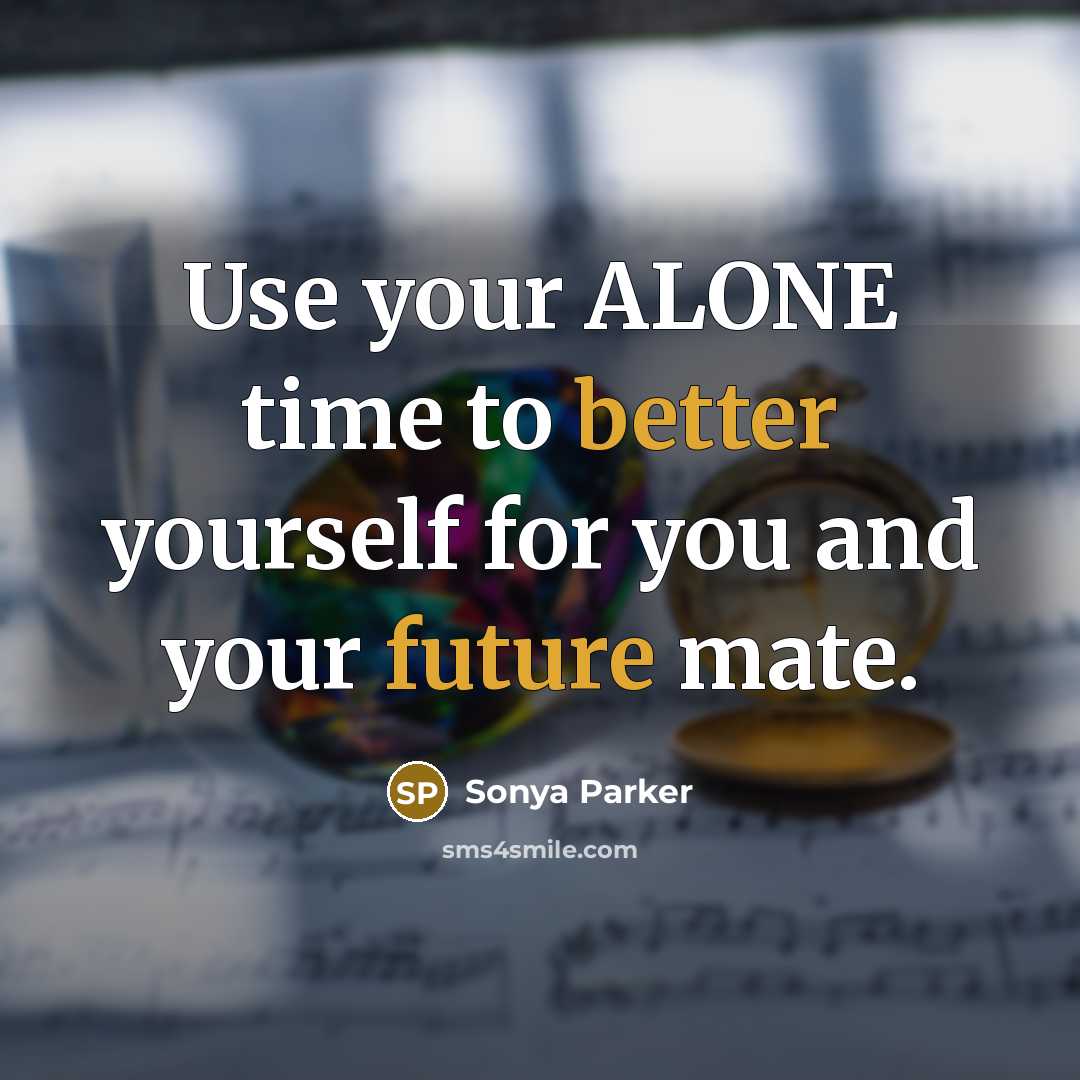 “Use your ALONE time to better yourself for you and your future mate.” quote by Sonya Parker