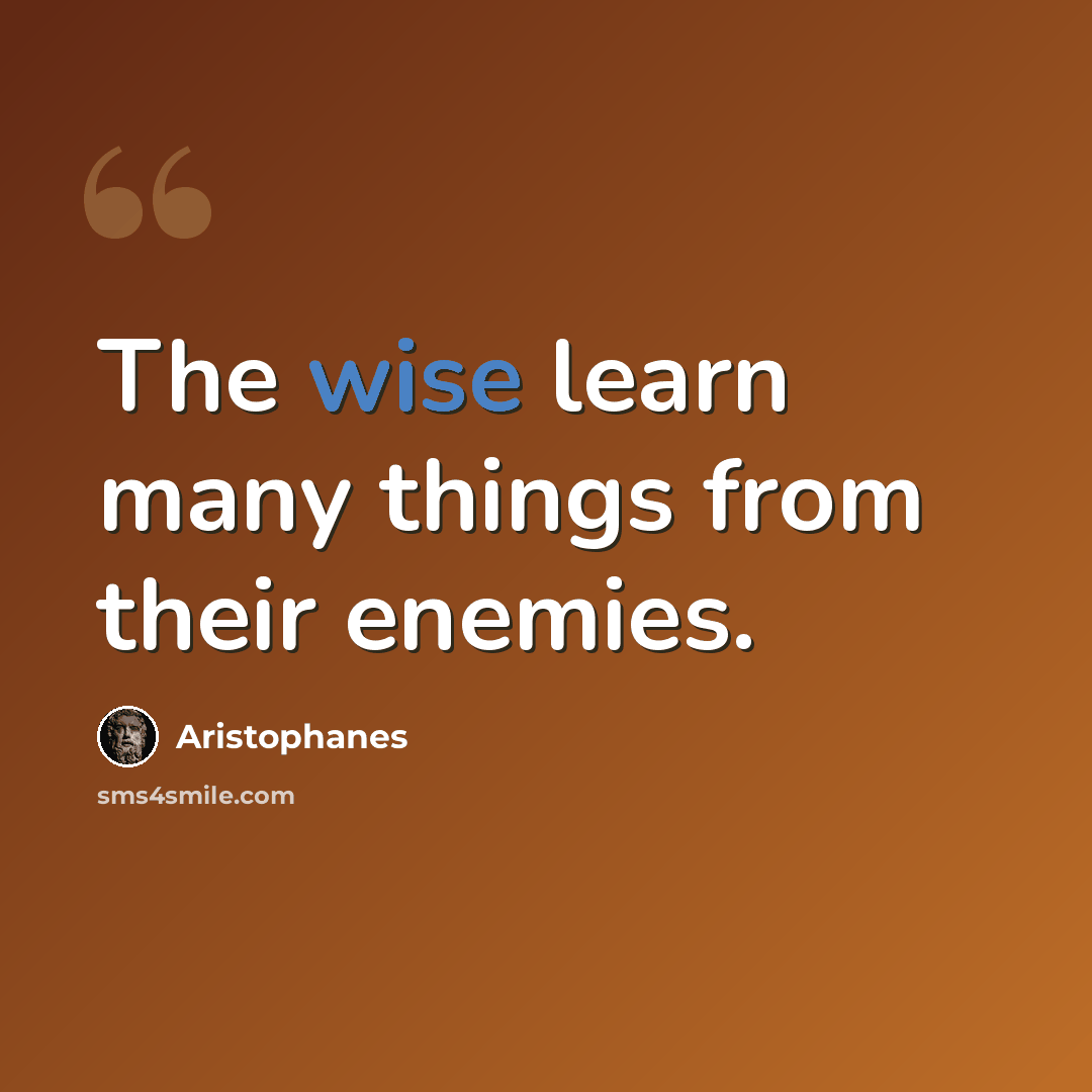 “The wise learn many things from their enemies.” quote by Aristophanes
