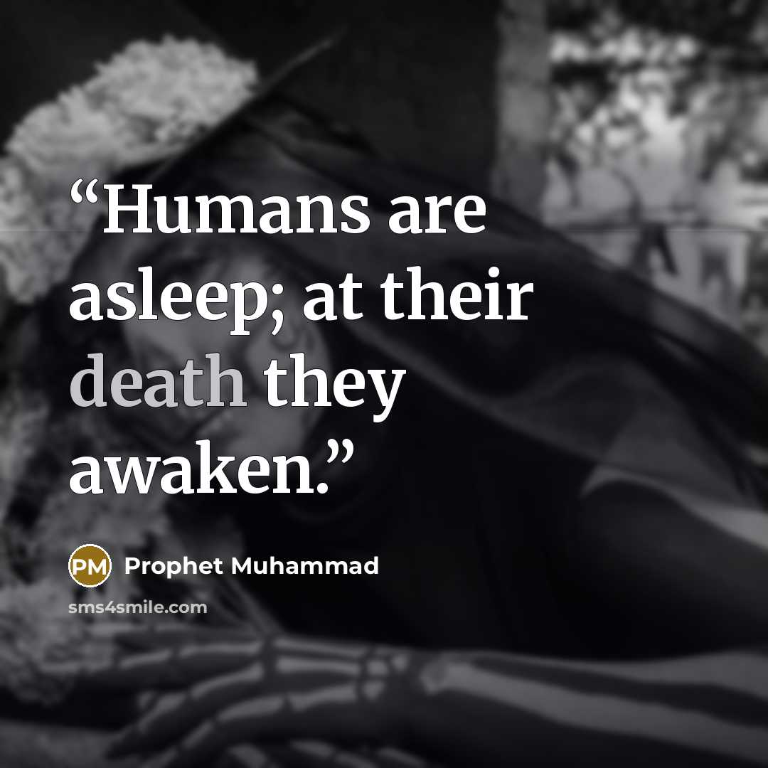 “Humans are asleep; at their death they awaken.” quote by Prophet Muhammad