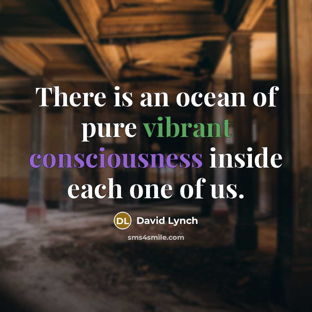 “There is an ocean of pure vibrant consciousness inside each one of us.” quote by David Lynch