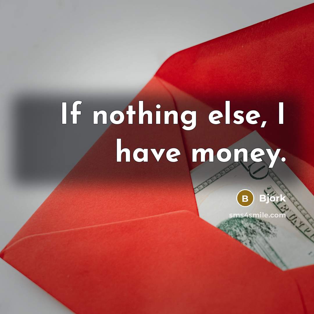 “If nothing else, I have money.” quote by Bjork