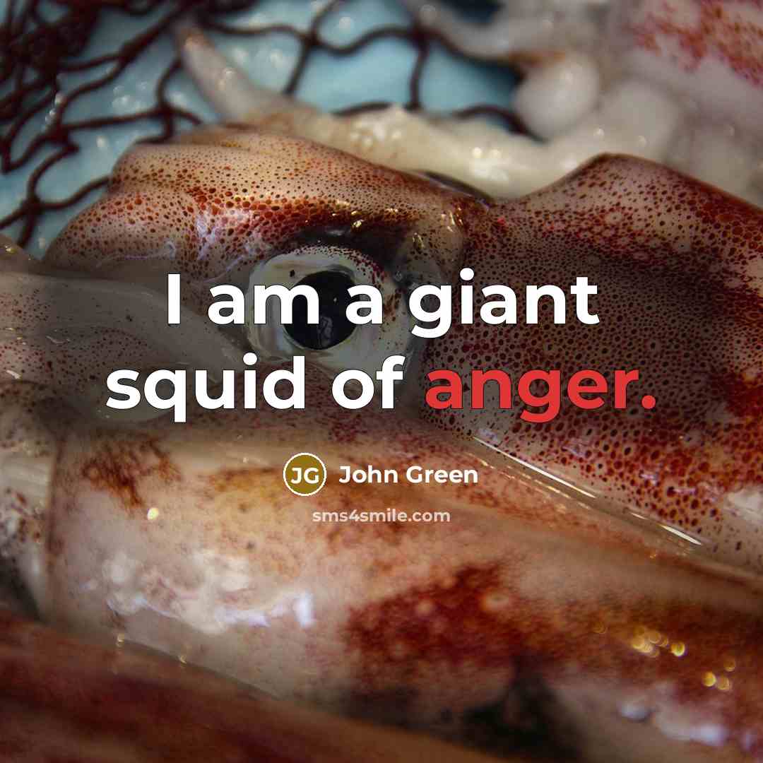 “I am a giant squid of anger.” quote by John Green