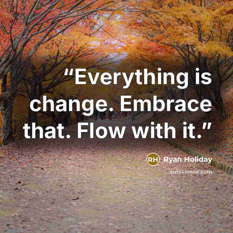 “Everything is change. Embrace that. Flow with it.” quote by Ryan Holiday
