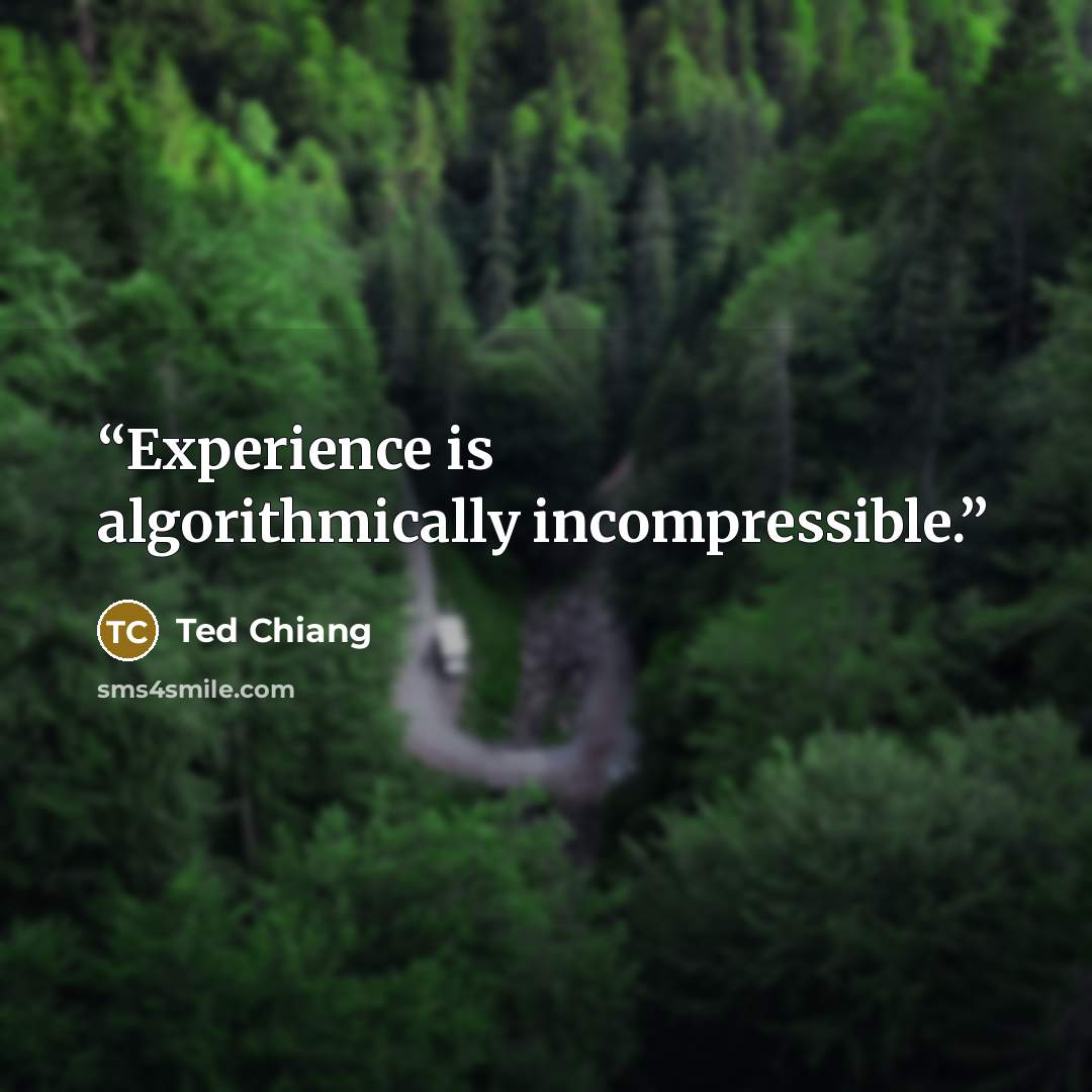 “Experience is algorithmically incompressible.” quote by Ted Chiang