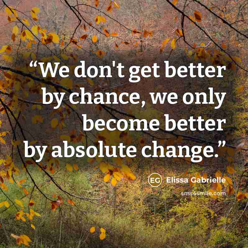 “We don't get better by chance, we only become better by absolute change.” quote by Elissa Gabrielle