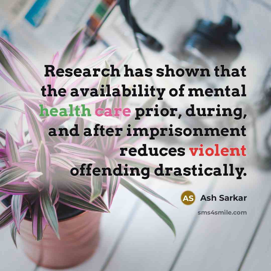 “Research has shown that the availability of mental health care prior, during, and after imprisonment reduces violent offending drastically.” quote by Ash Sarkar