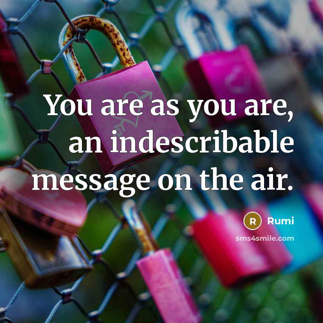 “You are as you are, an indescribable message on the air.” quote by Rumi