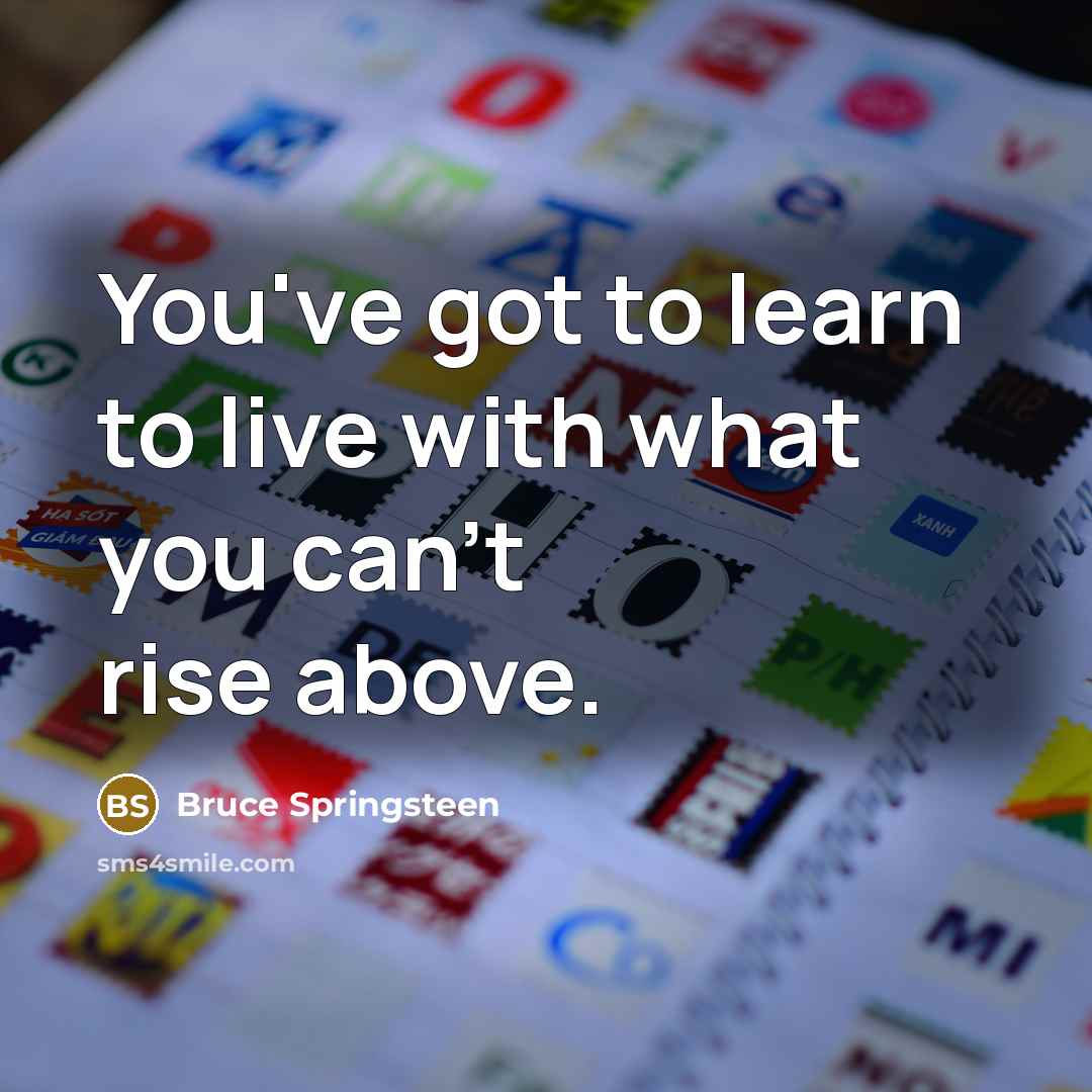 “You've got to learn to live with what you can't rise above.” quote by Bruce Springsteen