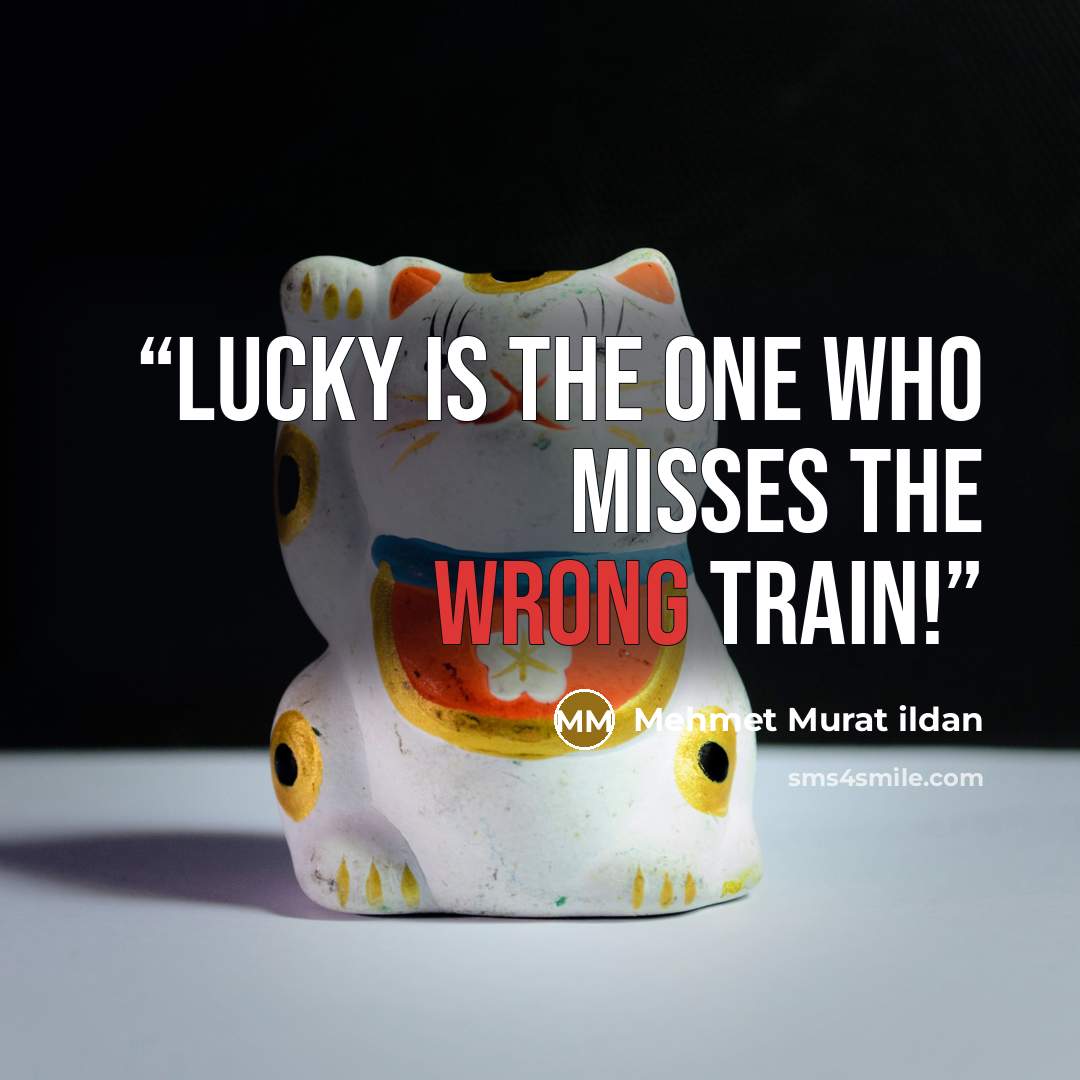 “Lucky is the one who misses the wrong train!” quote by Mehmet Murat ildan