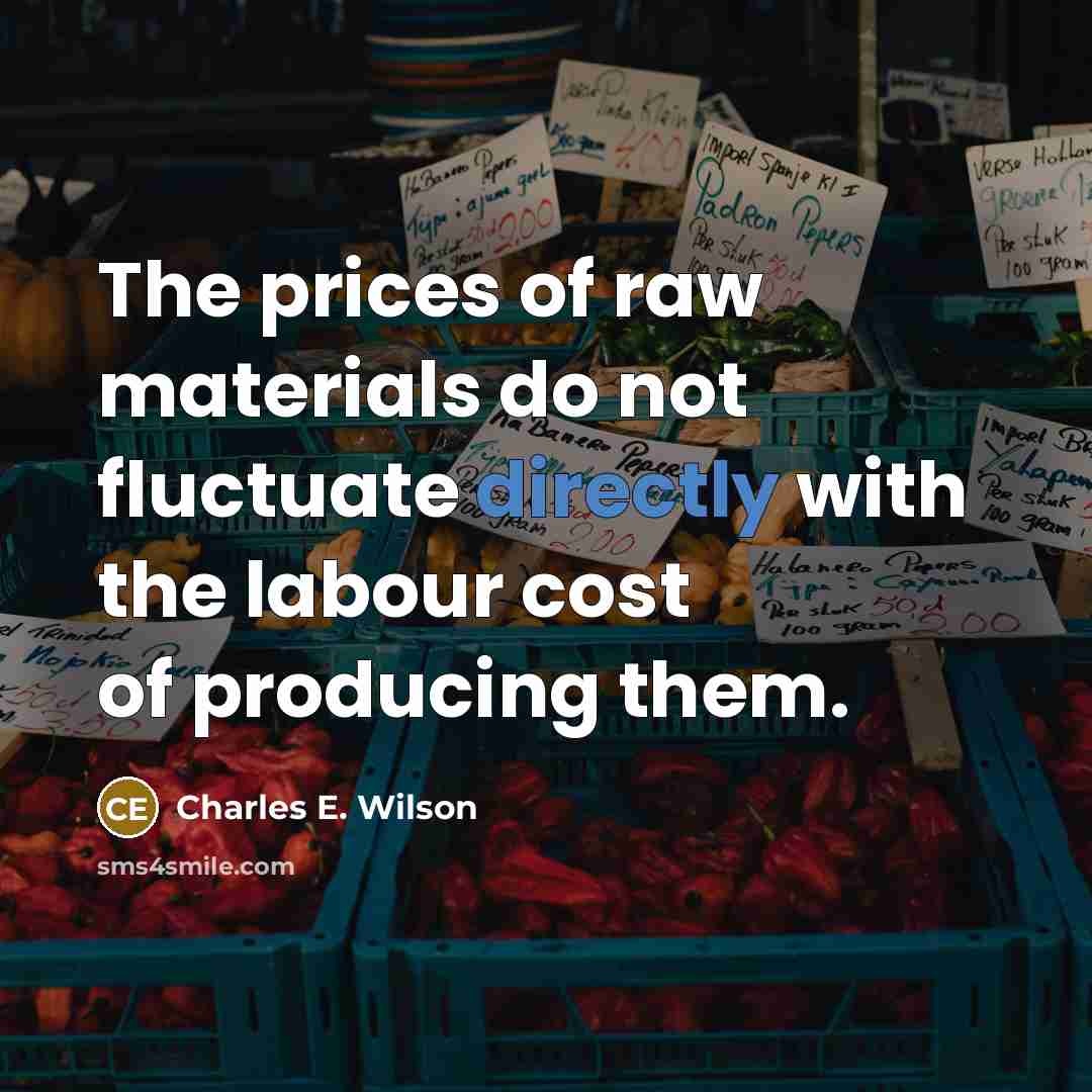 “The prices of raw materials do not fluctuate directly with the labour cost of producing them.” quote by Charles E. Wilson
