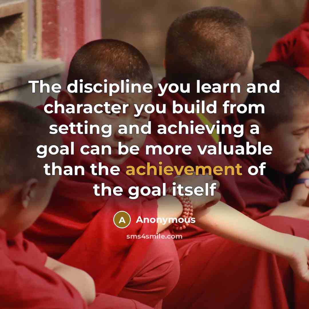 “The discipline you learn and character you build from setting and achieving a goal can be more valuable than the achievement of the goal itself” quote by Anonymous