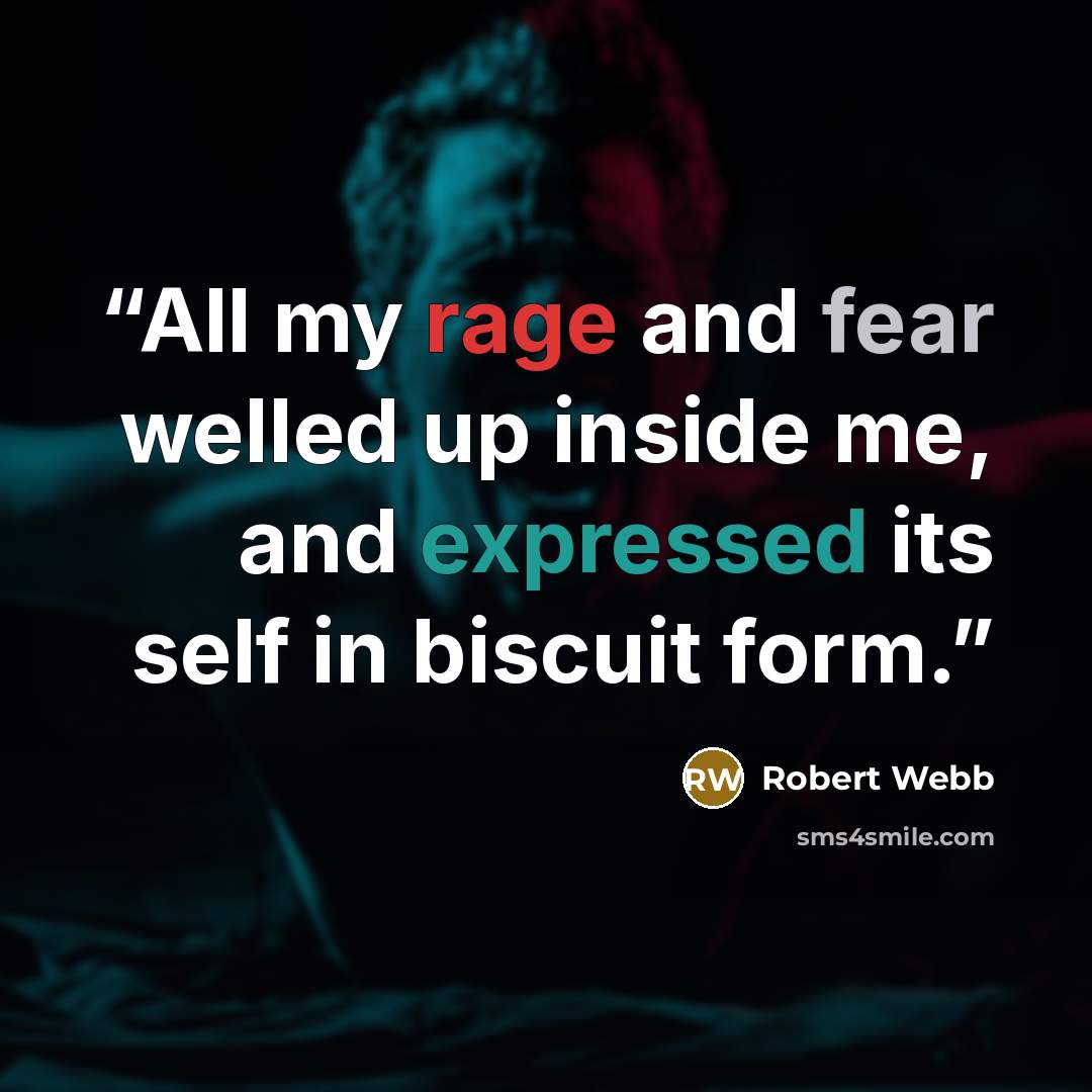 “All my rage and fear welled up inside me, and expressed its self in biscuit form.” quote by Robert Webb