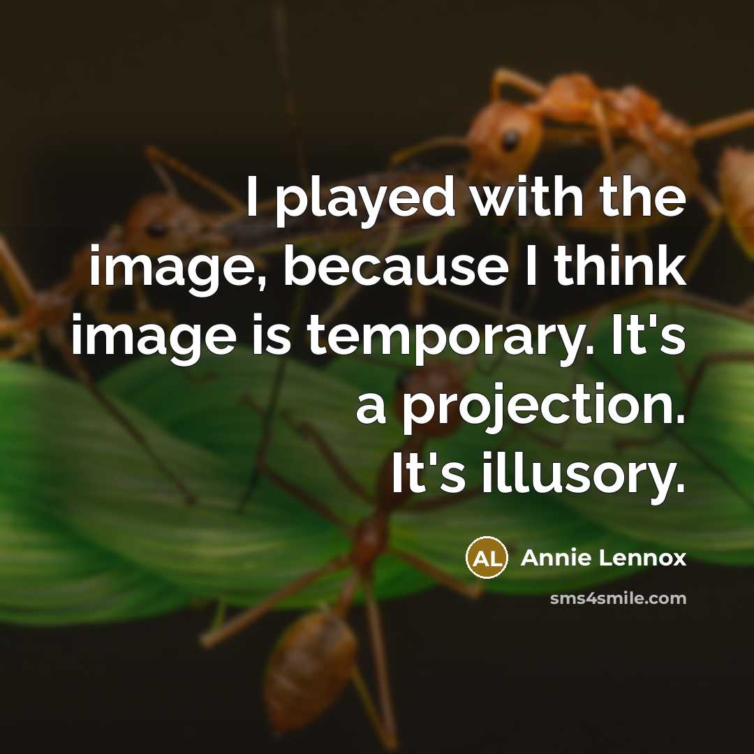 “I played with the image, because I think image is temporary. It's a projection. It's illusory.” quote by Annie Lennox