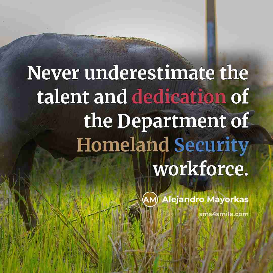 “Never underestimate the talent and dedication of the Department of Homeland Security workforce.” quote by Alejandro Mayorkas