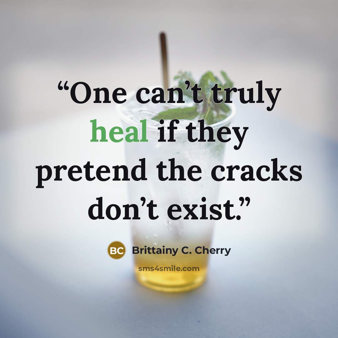 “One can’t truly heal if they pretend the cracks don’t exist.” quote by Brittainy C. Cherry