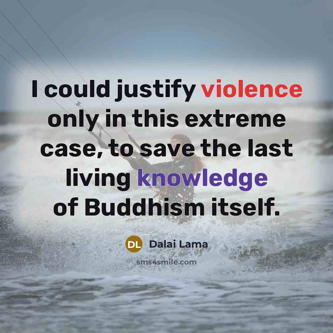 “I could justify violence only in this extreme case, to save the last living knowledge of Buddhism itself.” quote by Dalai Lama
