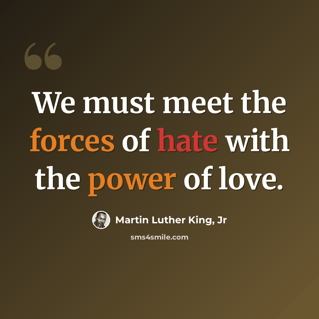 “We must meet the forces of hate with the power of love.” quote by Martin Luther King, Jr