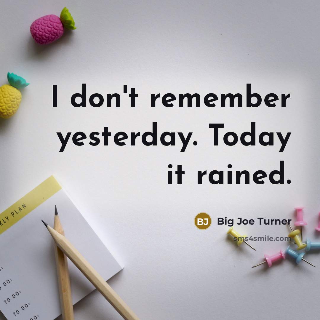 “I don't remember yesterday. Today it rained.” quote by Big Joe Turner