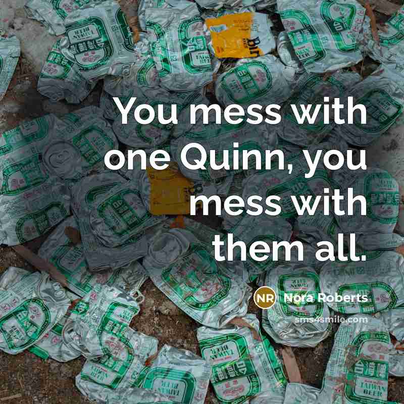 “You mess with one Quinn, you mess with them all.” quote by Nora Roberts