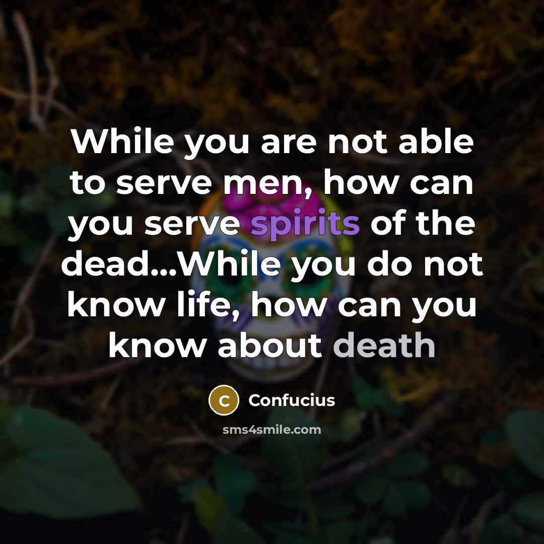 “While you are not able to serve men, how can you serve spirits of the dead...While you do not know life, how can you know about death” quote by Confucius
