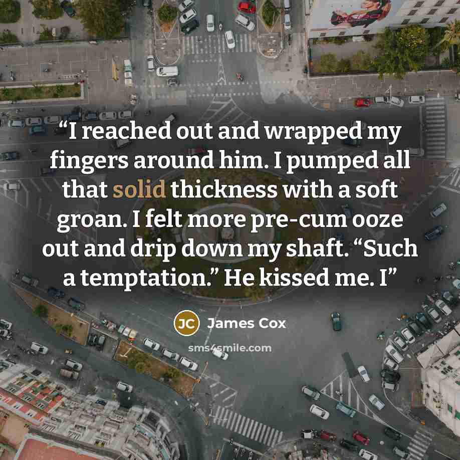 “I reached out and wrapped my fingers around him. I pumped all that solid thickness with a soft groan. I felt more pre-cum ooze out and drip down my shaft. “Such a temptation.” He kissed me. I” quote by James Cox