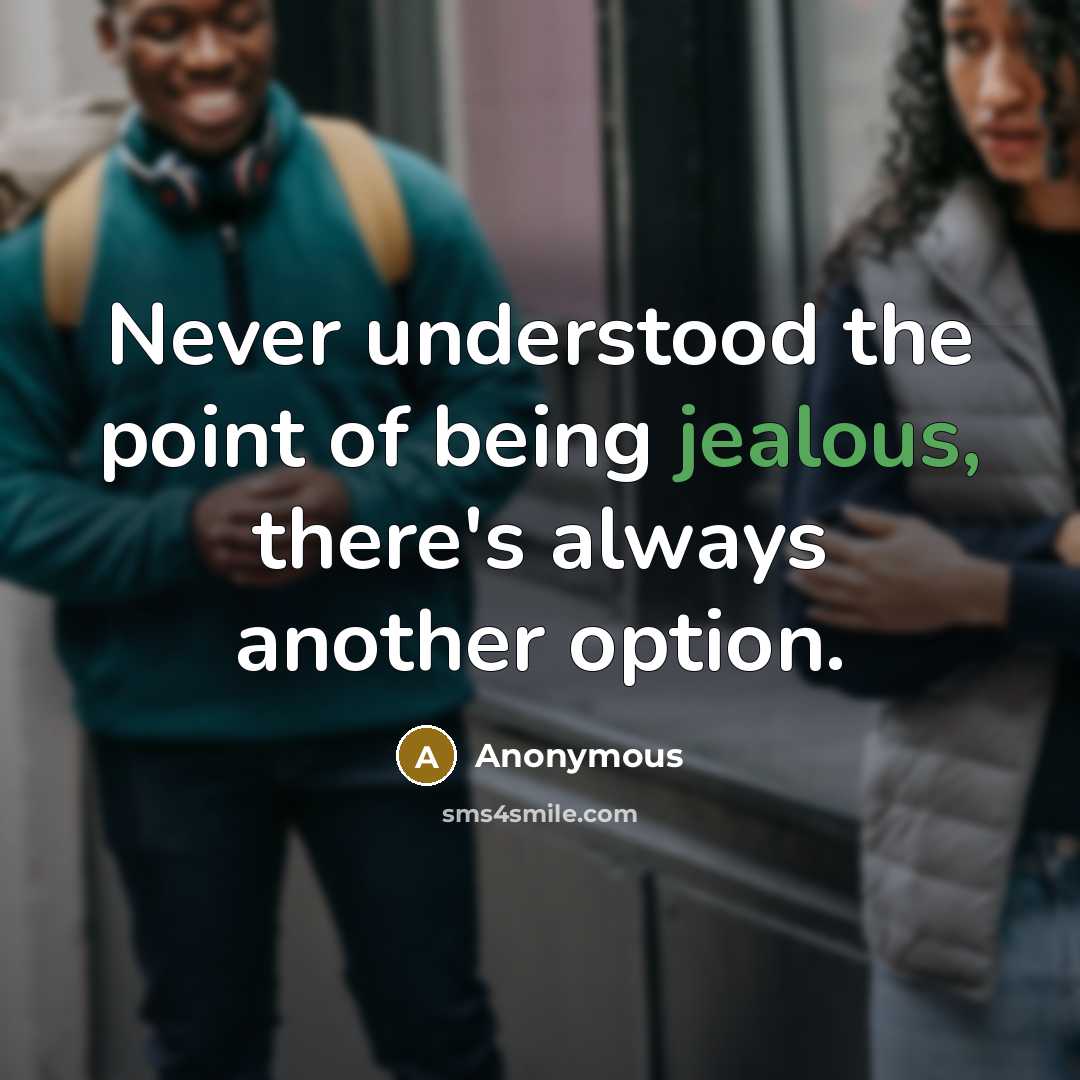 “Never understood the point of being jealous, there's always another option.” quote by Anonymous