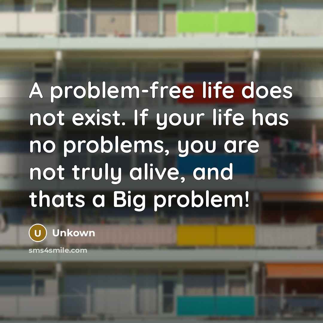 “A problem-free life does not exist. If your life has no problems, you are not truly alive, and thats a Big problem!” quote by Unkown