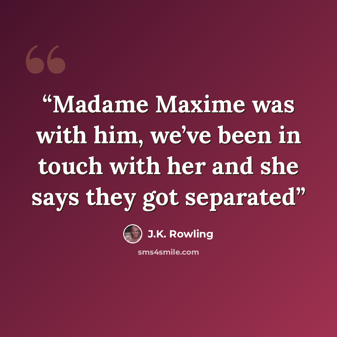 “Madame Maxime was with him, we’ve been in touch with her and she says they got separated” quote by J.K. Rowling