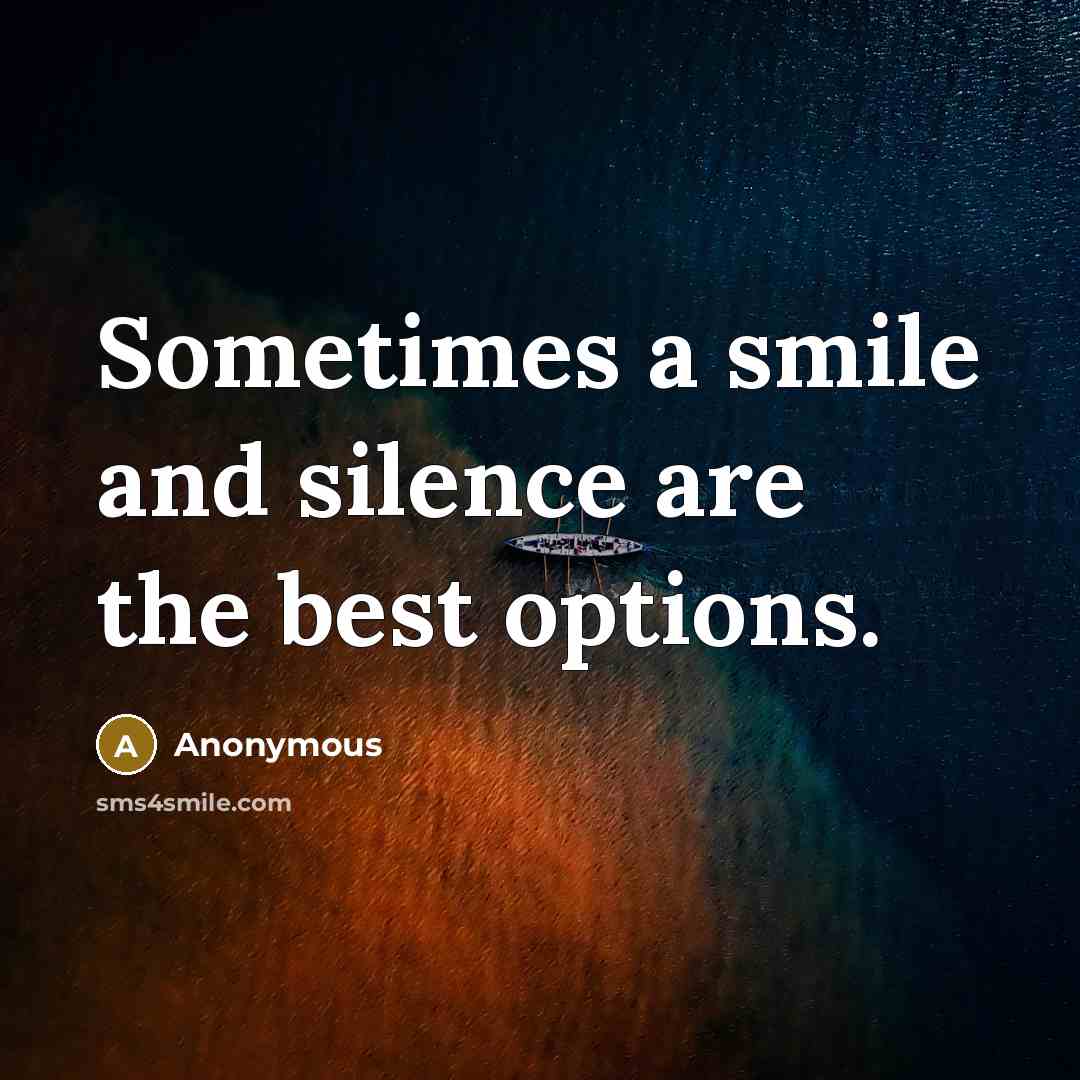 “Sometimes a smile and silence are the best options.” quote by Anonymous