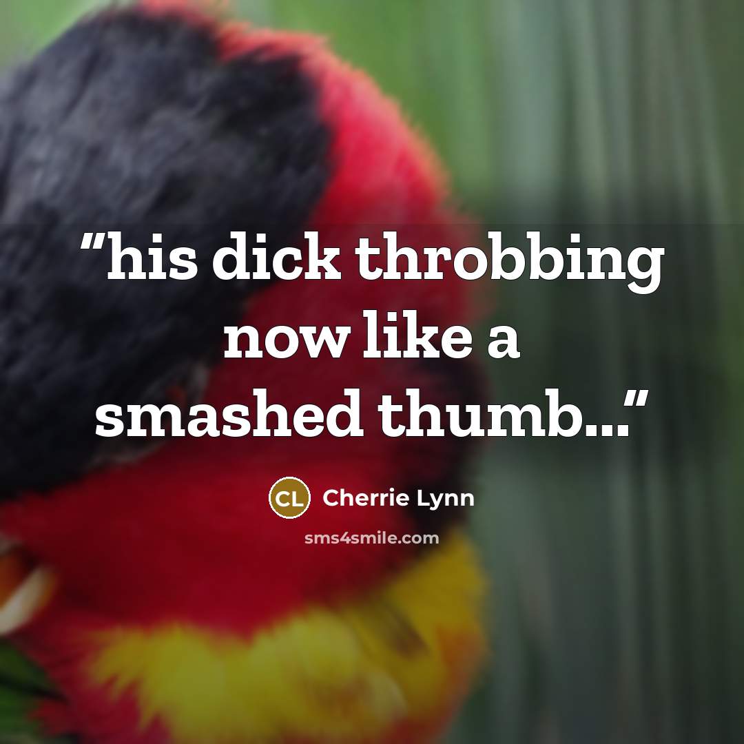 “his dick throbbing now like a smashed thumb...” quote by Cherrie Lynn