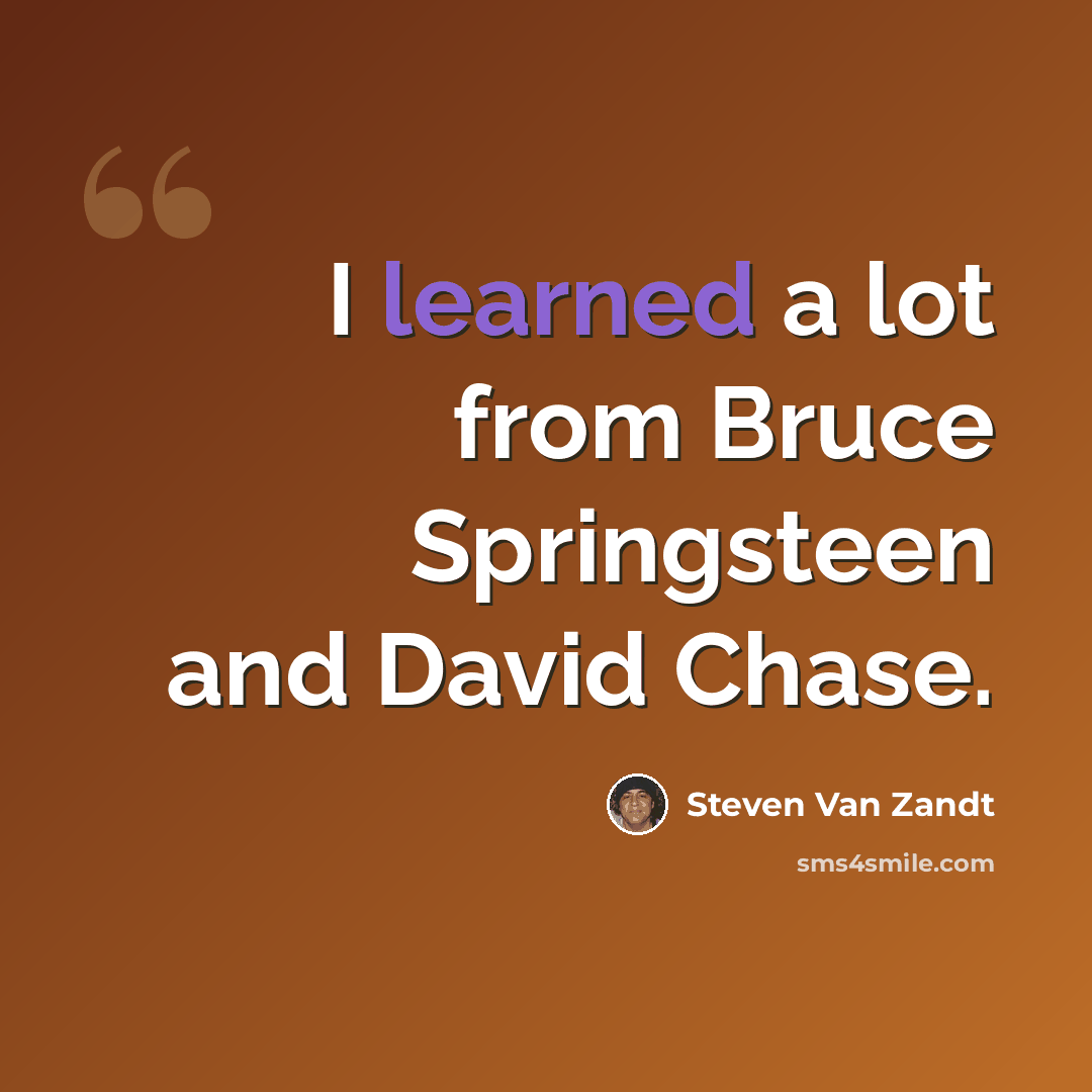 “I learned a lot from Bruce Springsteen and David Chase.” quote by Steven Van Zandt