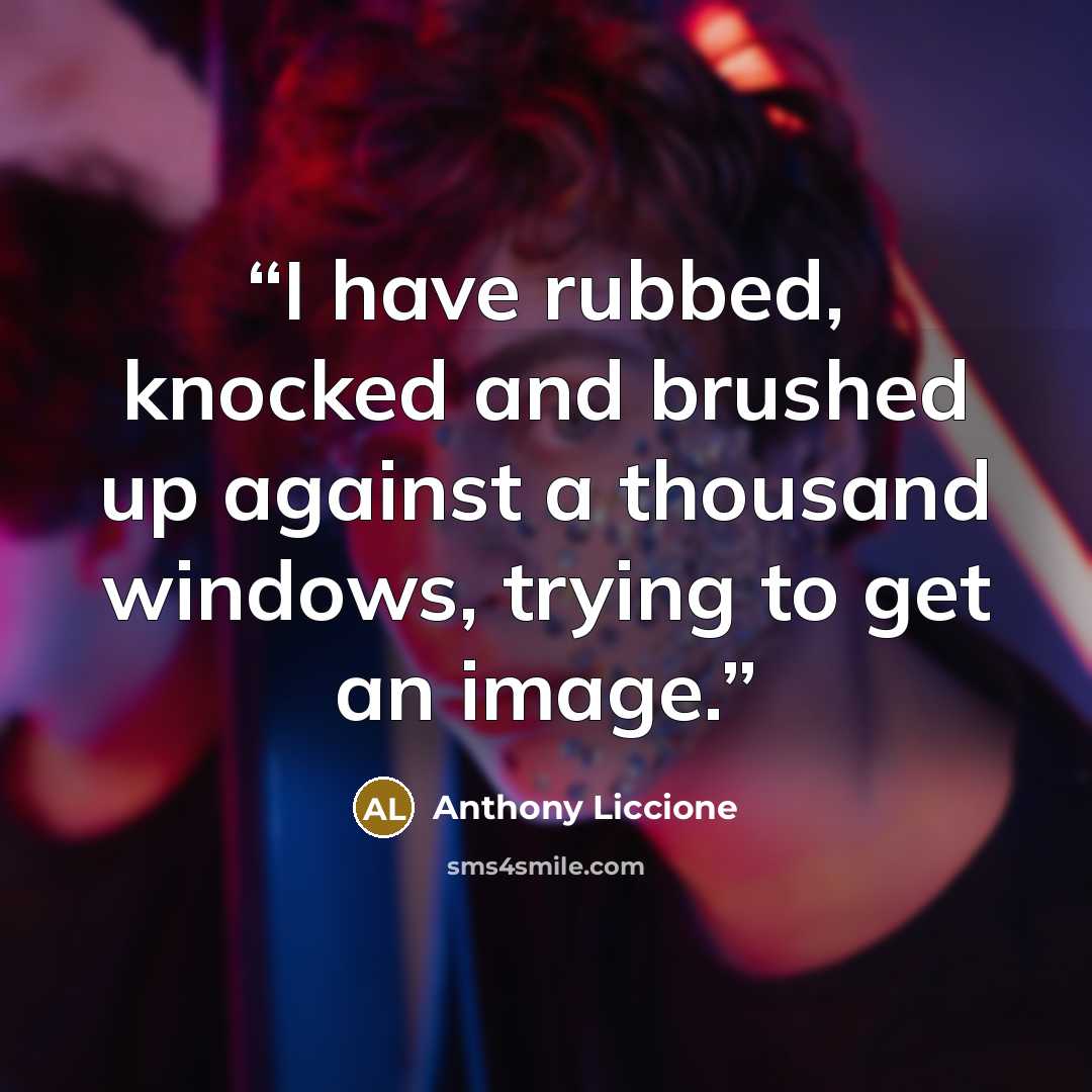 “I have rubbed, knocked and brushed up against a thousand windows, trying to get an image.” quote by Anthony Liccione