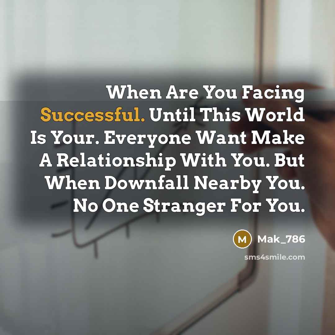 “When Are You Facing Successful. Until This World Is Your. Everyone Want Make A Relationship With You. But When Downfall Nearby You. No One Stranger For You.” quote by Mak_786