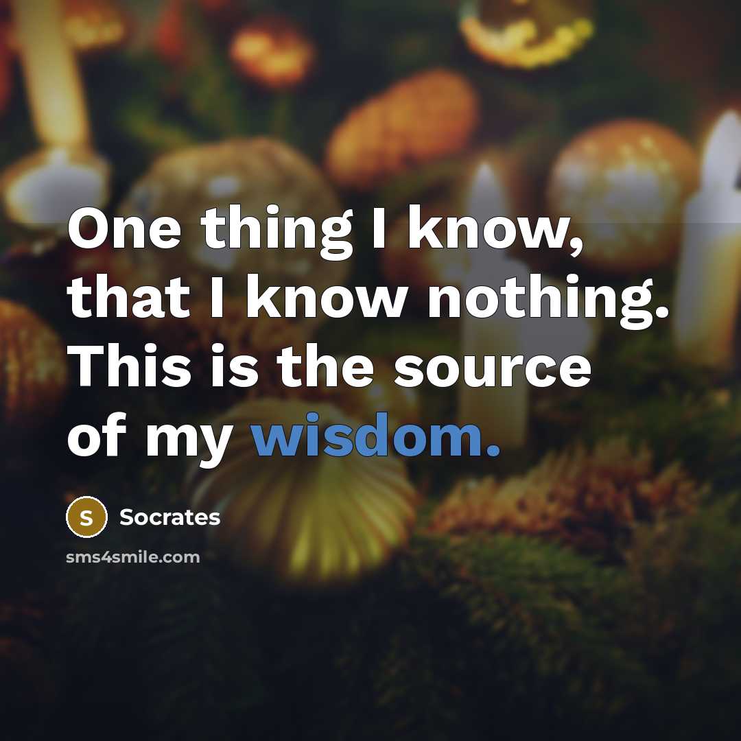 “One thing I know, that I know nothing. This is the source of my wisdom.” quote by Socrates