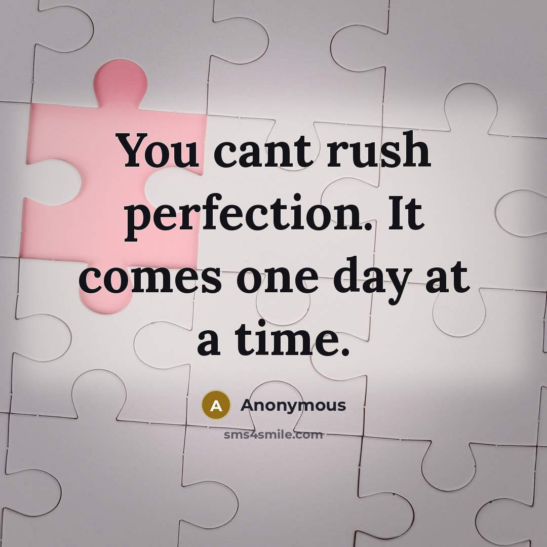“You cant rush perfection. It comes one day at a time.” quote by Anonymous